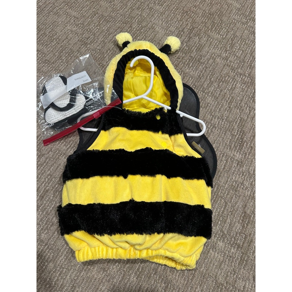 Bumble Bee Toddler Costume Plush Striped Tunic with Wings and Booties Set